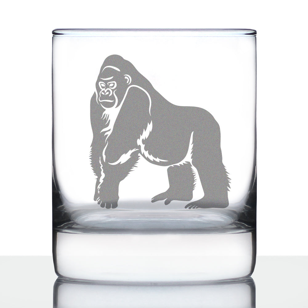 Gorilla Rocks Glass - Fun Wild Animal Themed Decor and Gifts for Lovers of Apes and Monkeys - 10.25 Oz Glasses