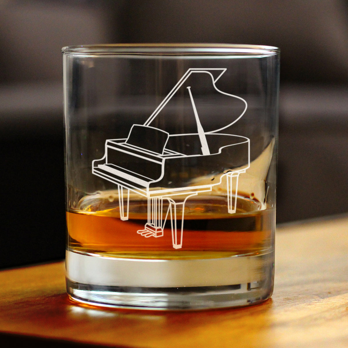 Grand Piano Rocks Glass - Music Gifts for Piano Players, Teachers and Musical Accessories for Musicians that Play Keys - 10.25 Oz Glasses
