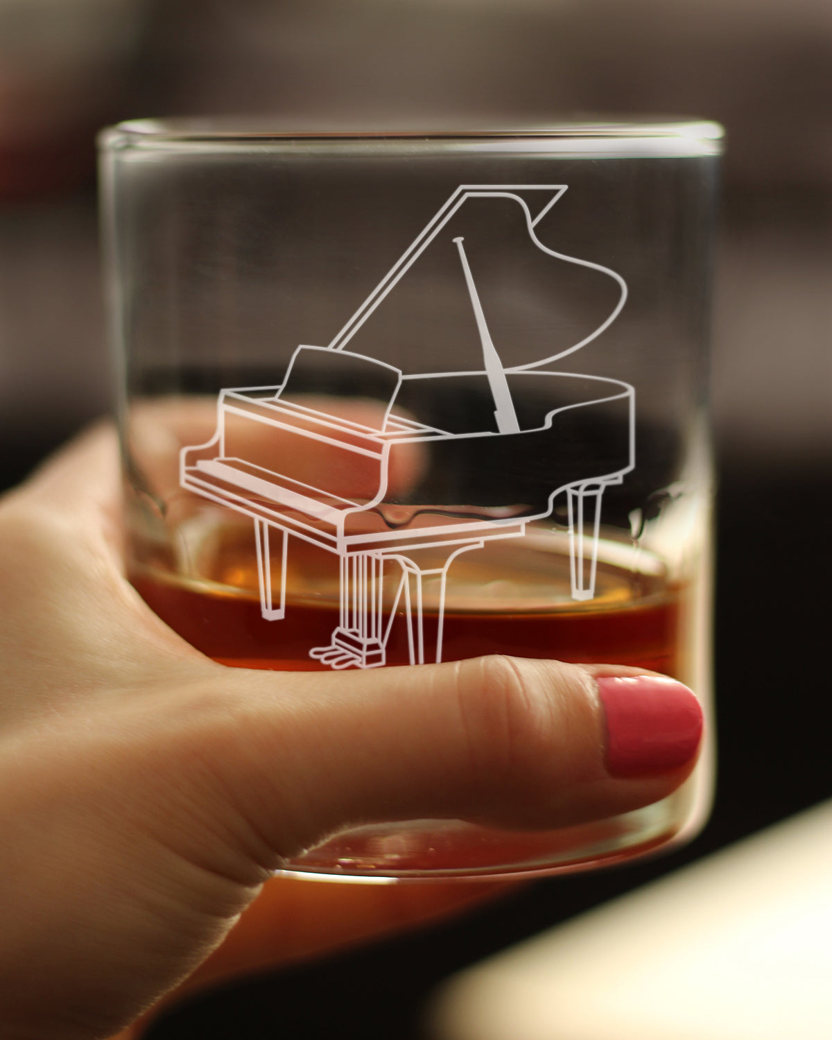 Grand Piano Rocks Glass - Music Gifts for Piano Players, Teachers and Musical Accessories for Musicians that Play Keys - 10.25 Oz Glasses