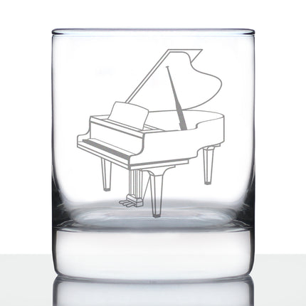 Grand Piano Rocks Glass - Music Gifts for Piano Players, Teachers and Musical Accessories for Musicians that Play Keys - 10.25 Oz Glasses