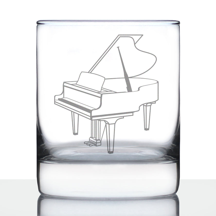 Grand Piano Rocks Glass - Music Gifts for Piano Players, Teachers and Musical Accessories for Musicians that Play Keys - 10.25 Oz Glasses