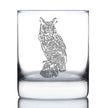 Great Horned Owl Engraved Rocks Glass Owl Decor and Bird Lover Gifts Weighted Whiskey Glasses - 10.25 oz