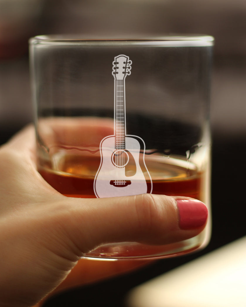 Acoustic Guitar - Rocks Glass - Fun Musician Gifts and Musical Accessories for Women and Men - 10.25 Oz Glasses