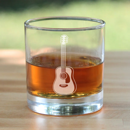Acoustic Guitar - Rocks Glass - Fun Musician Gifts and Musical Accessories for Women and Men - 10.25 Oz Glasses