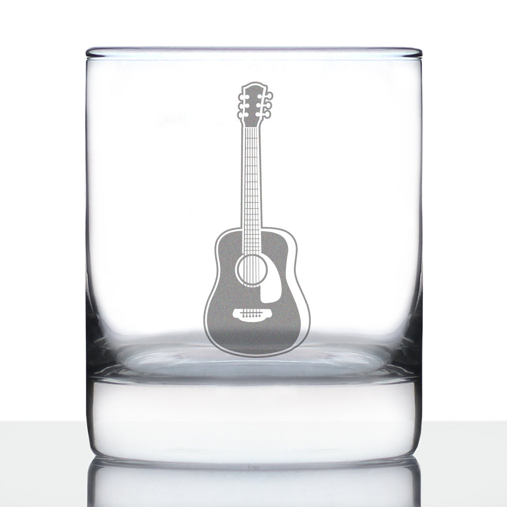 Acoustic Guitar - Rocks Glass - Fun Musician Gifts and Musical Accessories for Women and Men - 10.25 Oz Glasses