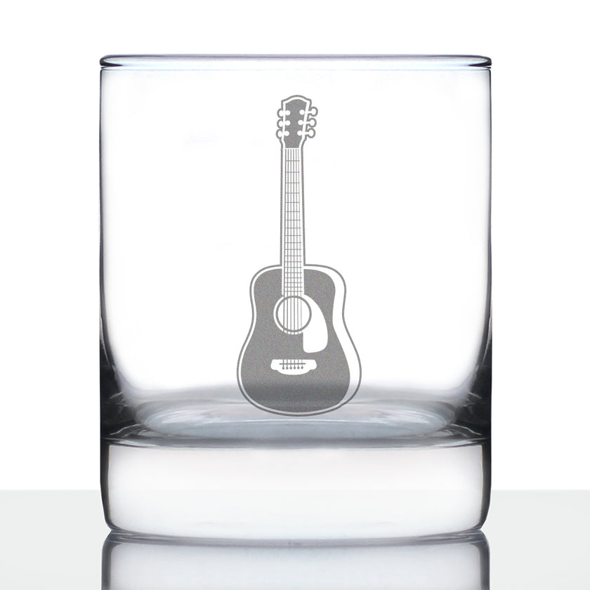 Acoustic Guitar - Rocks Glass - Fun Musician Gifts and Musical Accessories for Women and Men - 10.25 Oz Glasses