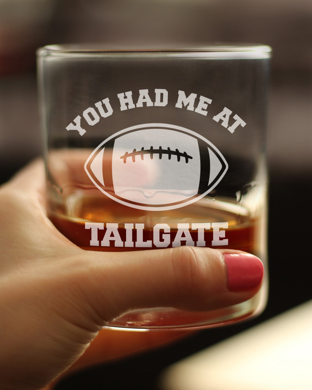 Had Me At Tailgate - Whiskey Rocks Glass - Funny Football Gifts for Men and Women - 10.25 oz Glasses