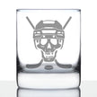 Hockey Skull Engraved Rocks Glass Gifts Hockey Gifts for Coach or Players Weighted Whiskey Glasses - 10.25 oz