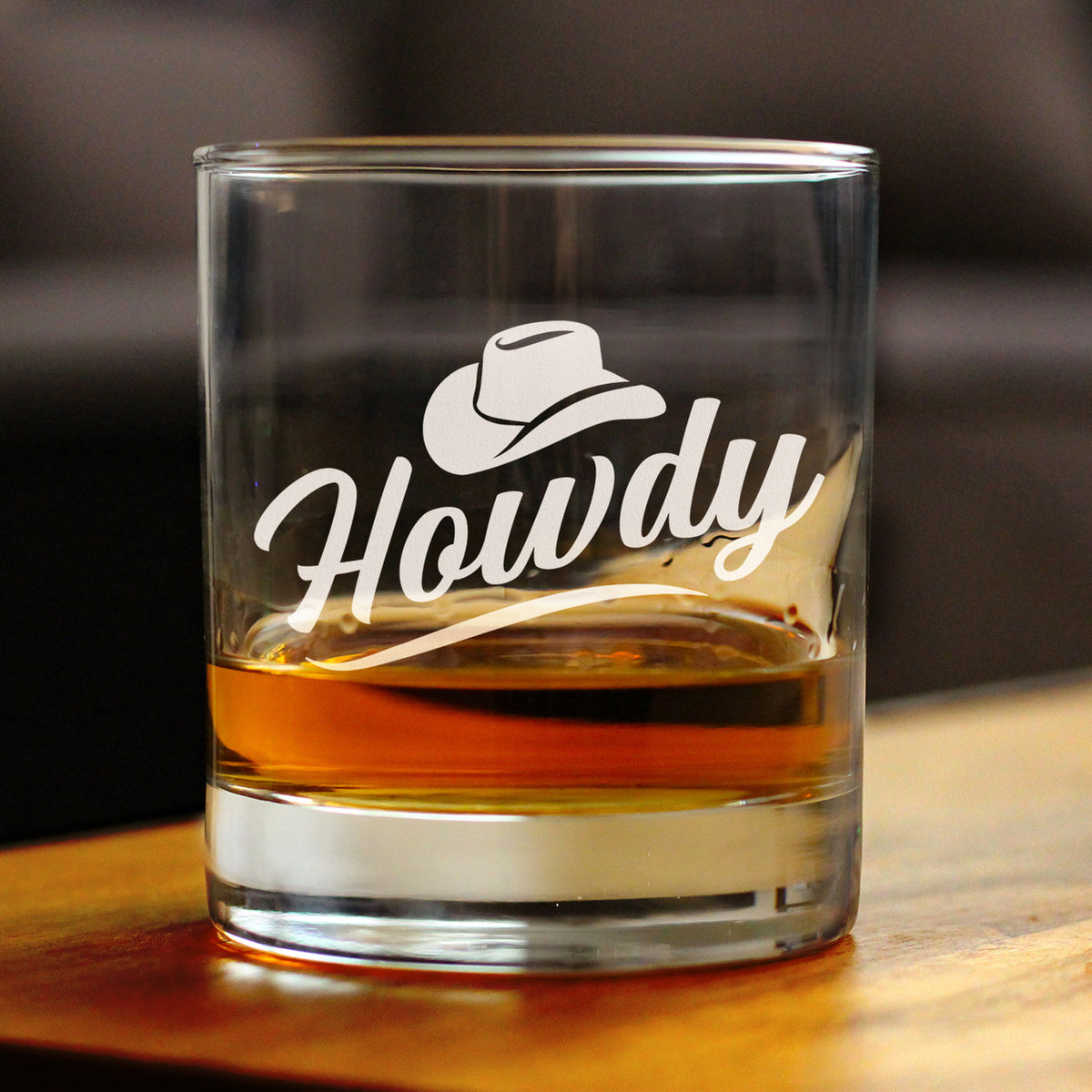 Howdy Engraved Rocks Glass Gifts Country Western Decor for Home Weighted Whiskey Glasses - 10.25 oz
