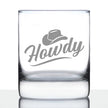 Howdy Engraved Rocks Glass Gifts Country Western Decor for Home Weighted Whiskey Glasses - 10.25 oz