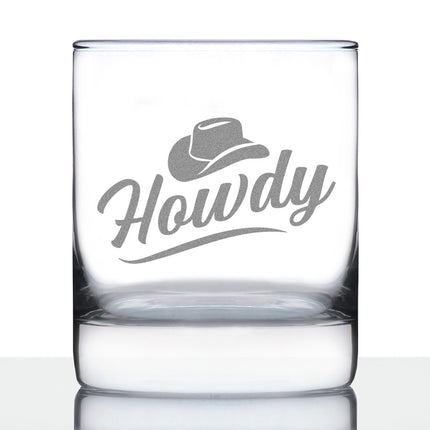 Howdy Engraved Rocks Glass Gifts Country Western Decor for Home Weighted Whiskey Glasses - 10.25 oz