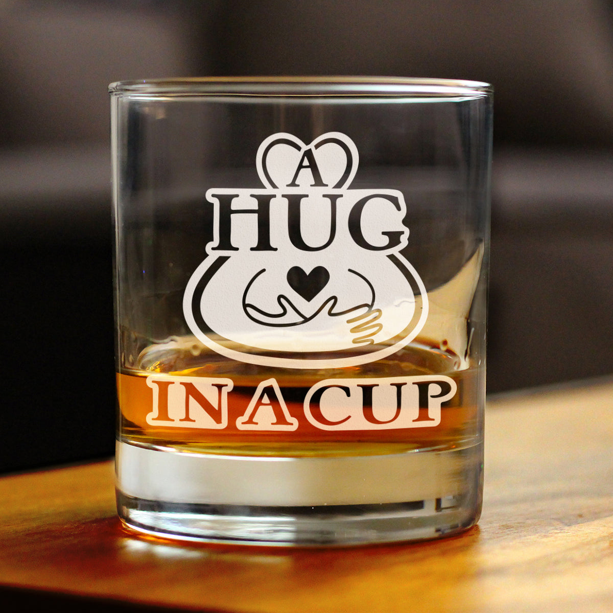 Hug in a Cup - Whiskey Rocks Glass Gift - Sympathy Gifts for Comfort and Encouragement - 10.25 oz Glasses