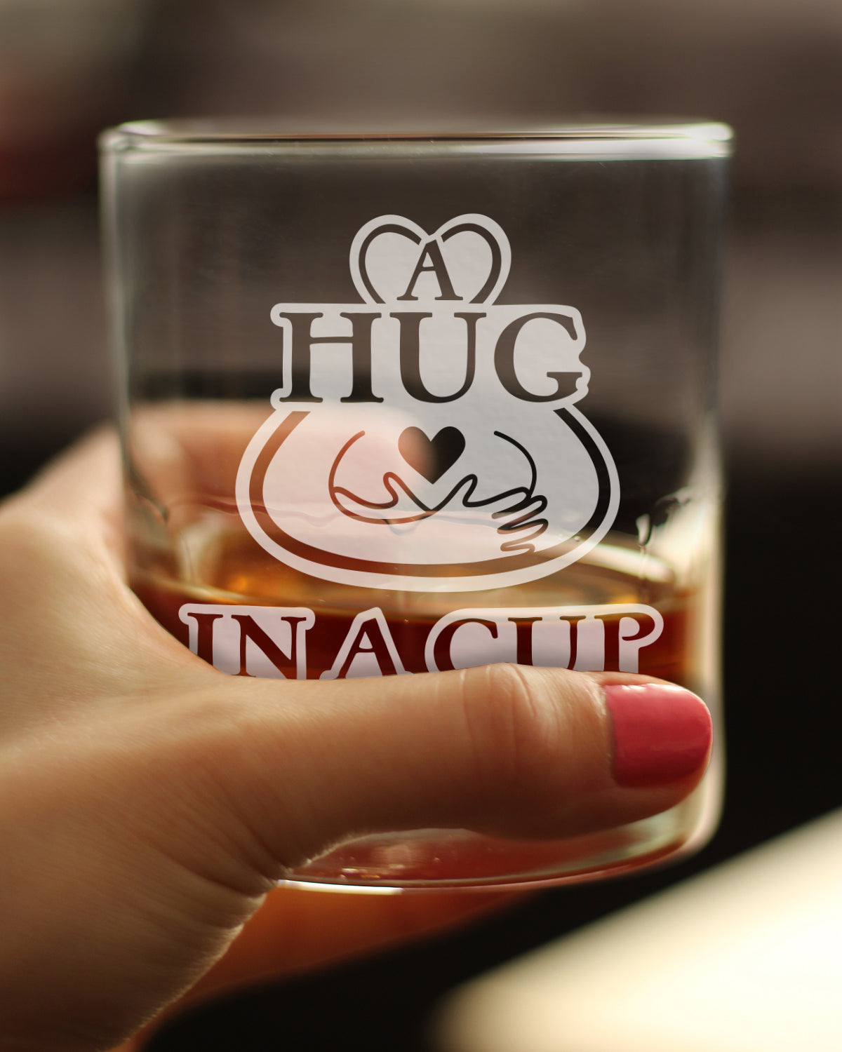 Hug in a Cup - Whiskey Rocks Glass Gift - Sympathy Gifts for Comfort and Encouragement - 10.25 oz Glasses