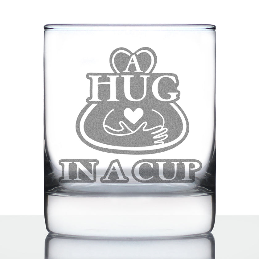 Hug in a Cup - Whiskey Rocks Glass Gift - Sympathy Gifts for Comfort and Encouragement - 10.25 oz Glasses