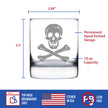 Skull and Crossbones Rocks Glass - Skull Decor and Jolly Roger Flag Gifts - 10.25 Oz Glasses