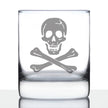 Skull and Crossbones Rocks Glass - Skull Decor and Jolly Roger Flag Gifts - 10.25 Oz Glasses