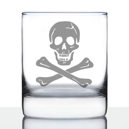 Skull and Crossbones Rocks Glass - Skull Decor and Jolly Roger Flag Gifts - 10.25 Oz Glasses