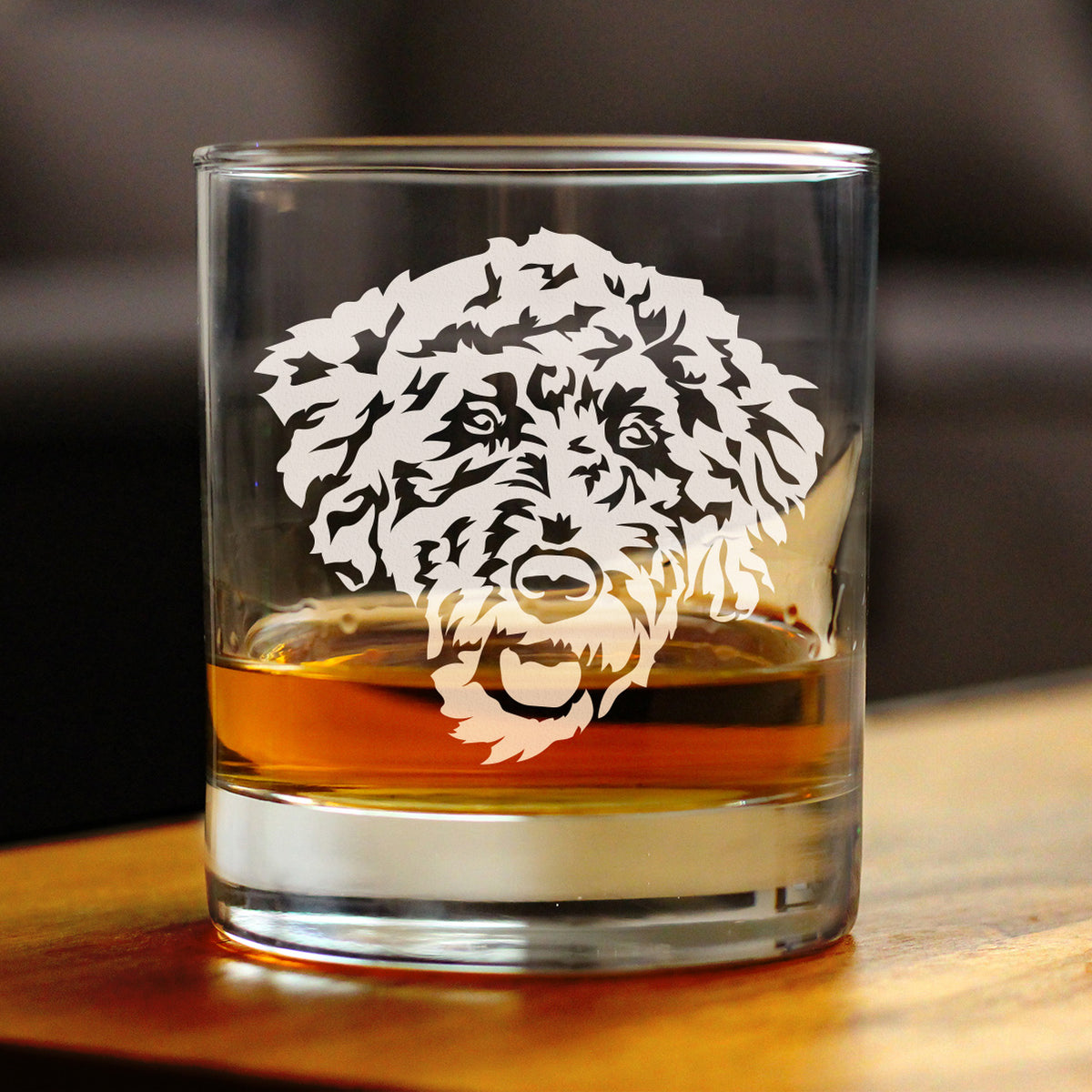 Labradoodle Face - Whiskey Rocks Glass - Labradoodle Gifts for Dog Lovers Women &amp; Men - 10.25 oz Glasses