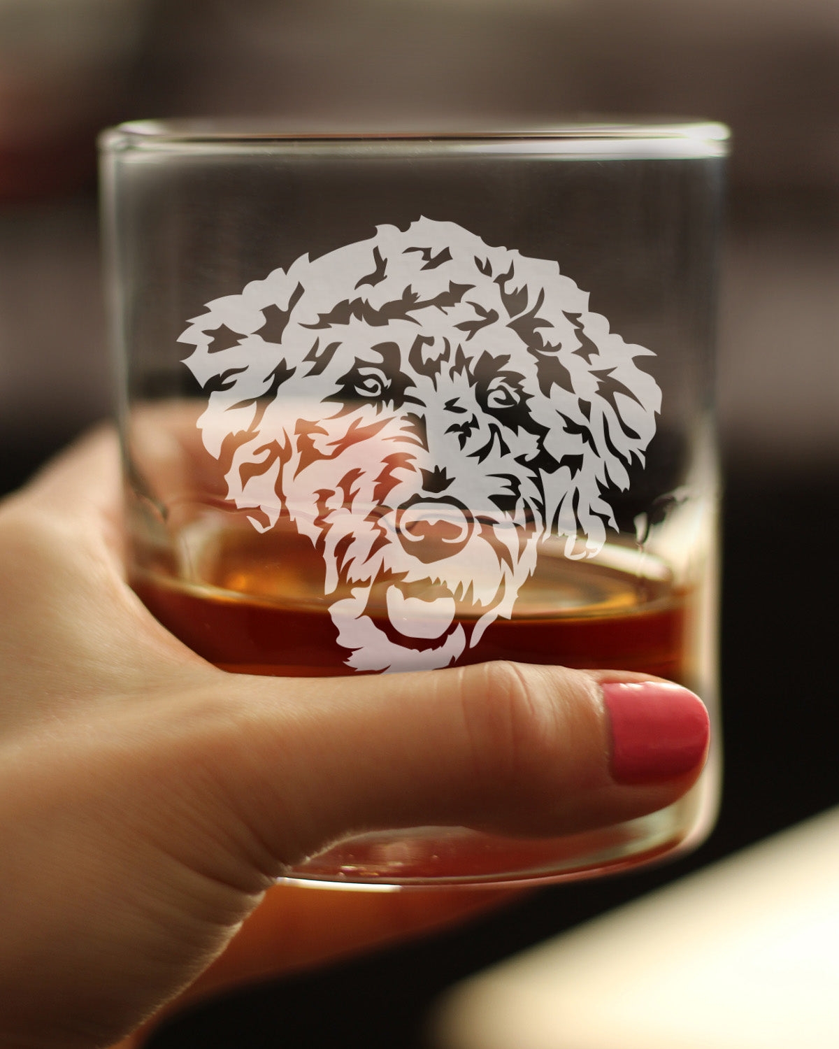 Labradoodle Face - Whiskey Rocks Glass - Labradoodle Gifts for Dog Lovers Women &amp; Men - 10.25 oz Glasses