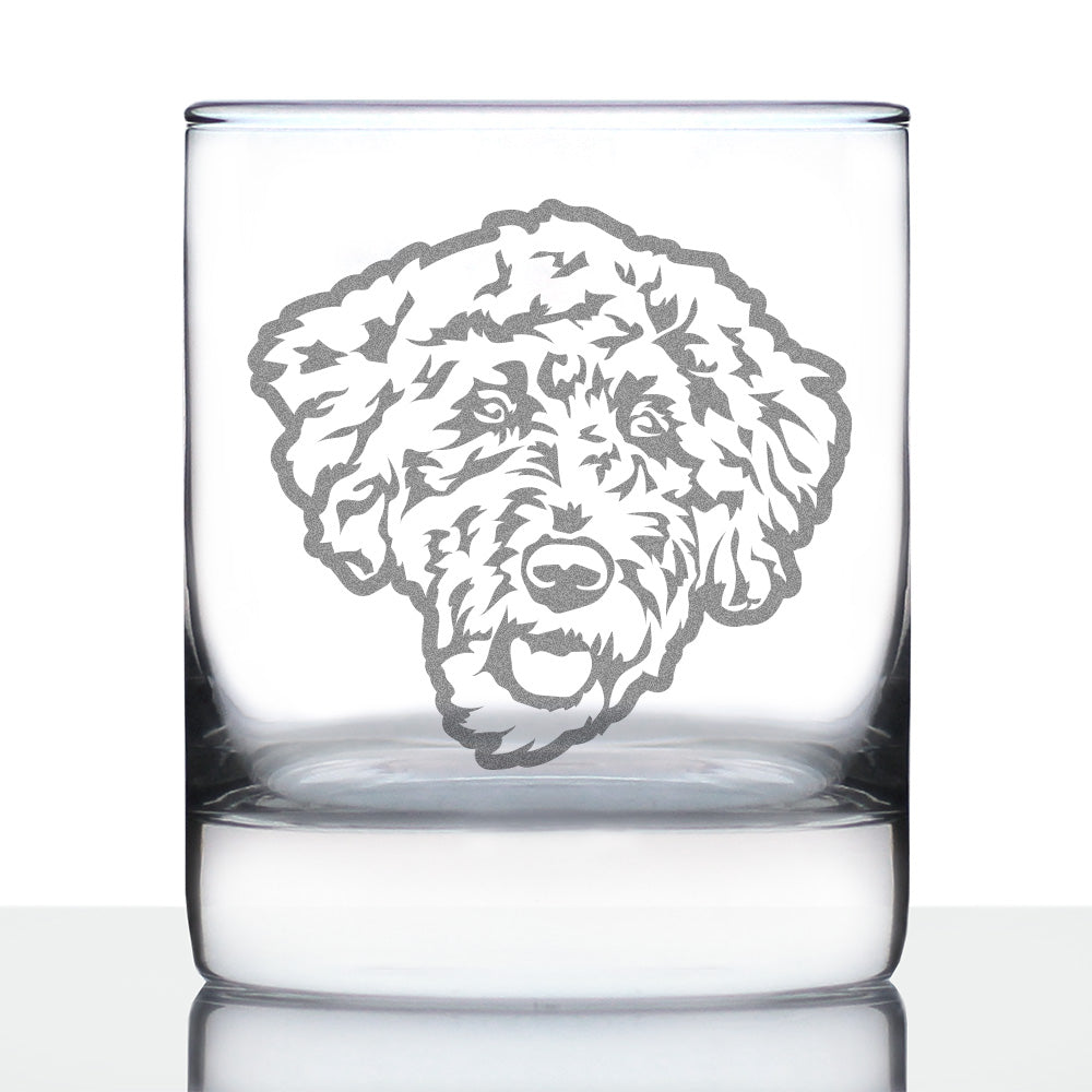 Labradoodle Face - Whiskey Rocks Glass - Labradoodle Gifts for Dog Lovers Women &amp; Men - 10.25 oz Glasses