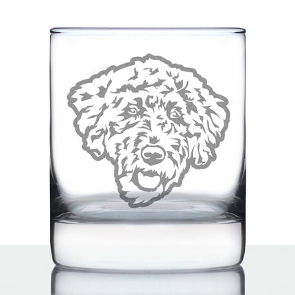 Labradoodle Face - Whiskey Rocks Glass - Labradoodle Gifts for Dog Lovers Women & Men - 10.25 oz Glasses