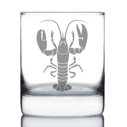 Lobster Engraved Rocks Glass Lobster Gifts, Maine Souvenirs and Decor Weighted Whiskey Glasses - 10.25 oz