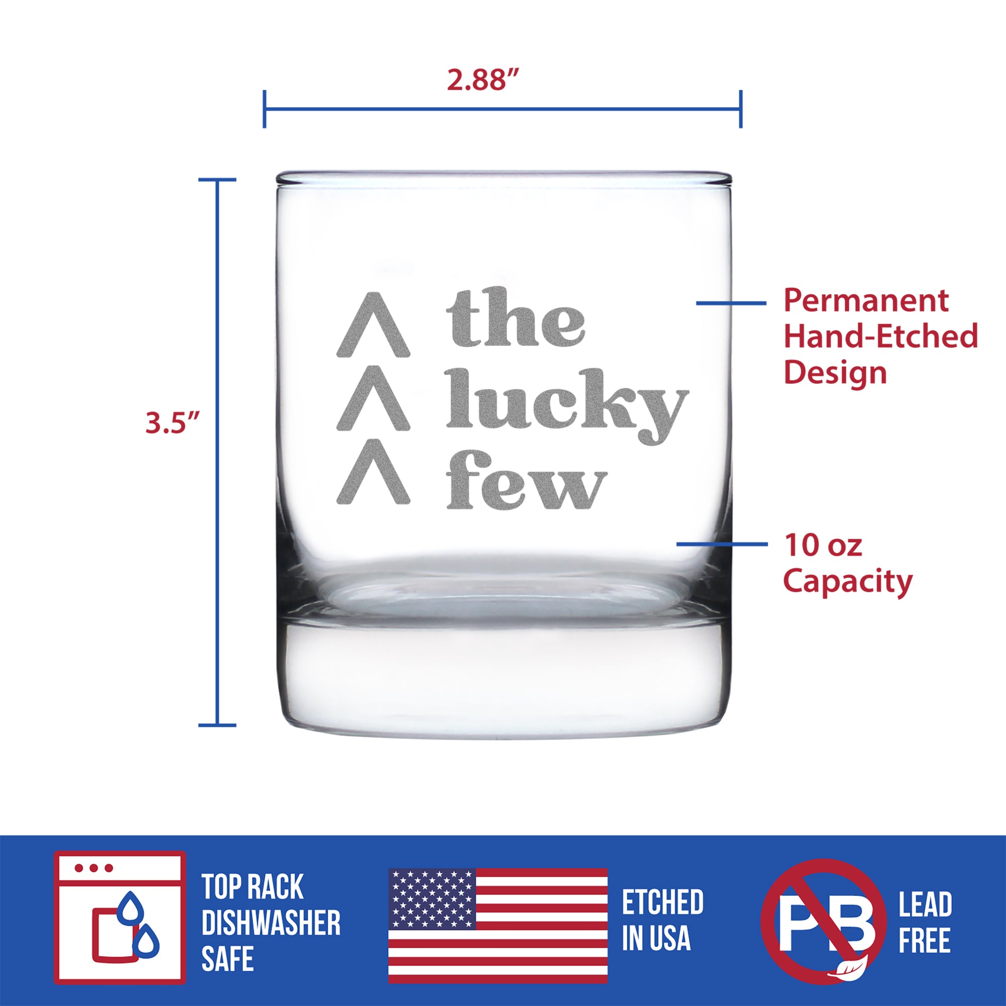 Lucky Few - Engraved Rocks Glass Down Syndrome Awareness Gifts for Adults Weighted Whiskey Glasses - 10.25 oz