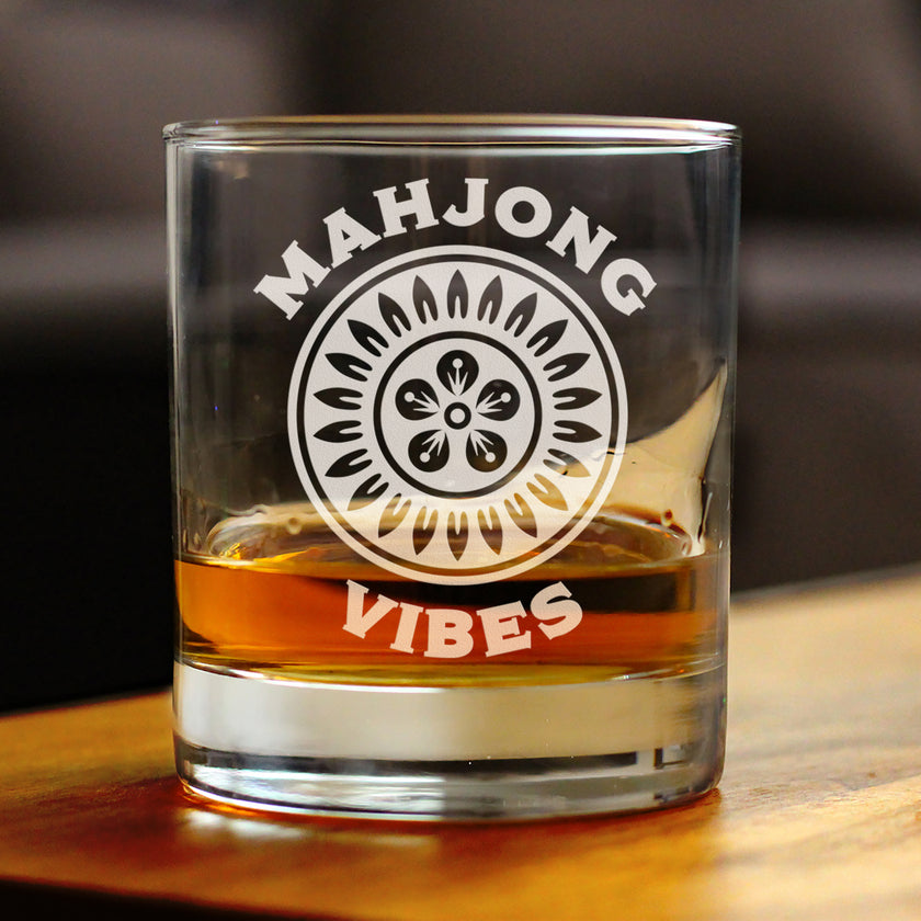 Mahjong Vibes - Engraved Rocks Glass - 10.25 oz