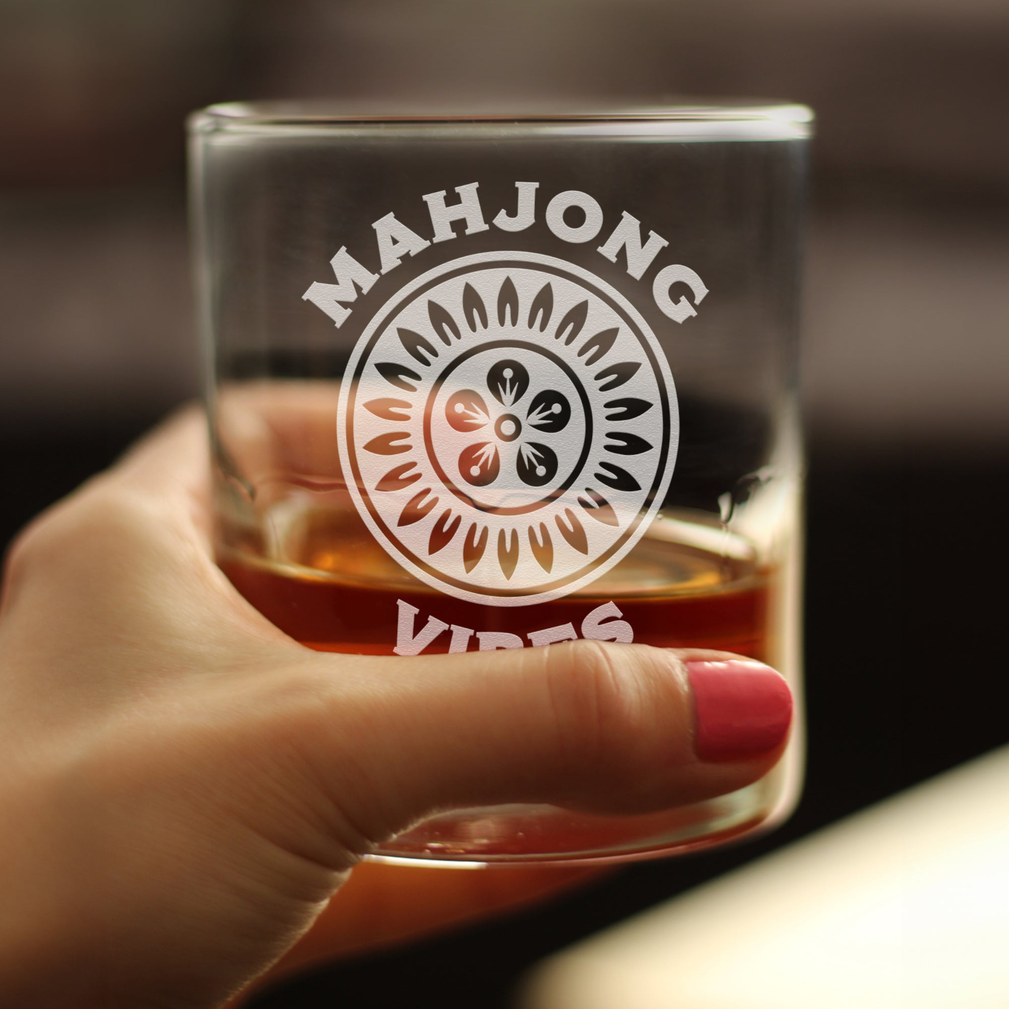 Mahjong Vibes - Engraved Rocks Glass - 10.25 oz