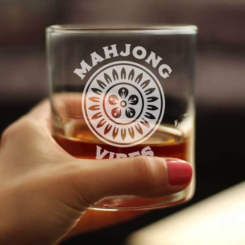 Mahjong Vibes - Engraved Rocks Glass - 10.25 oz