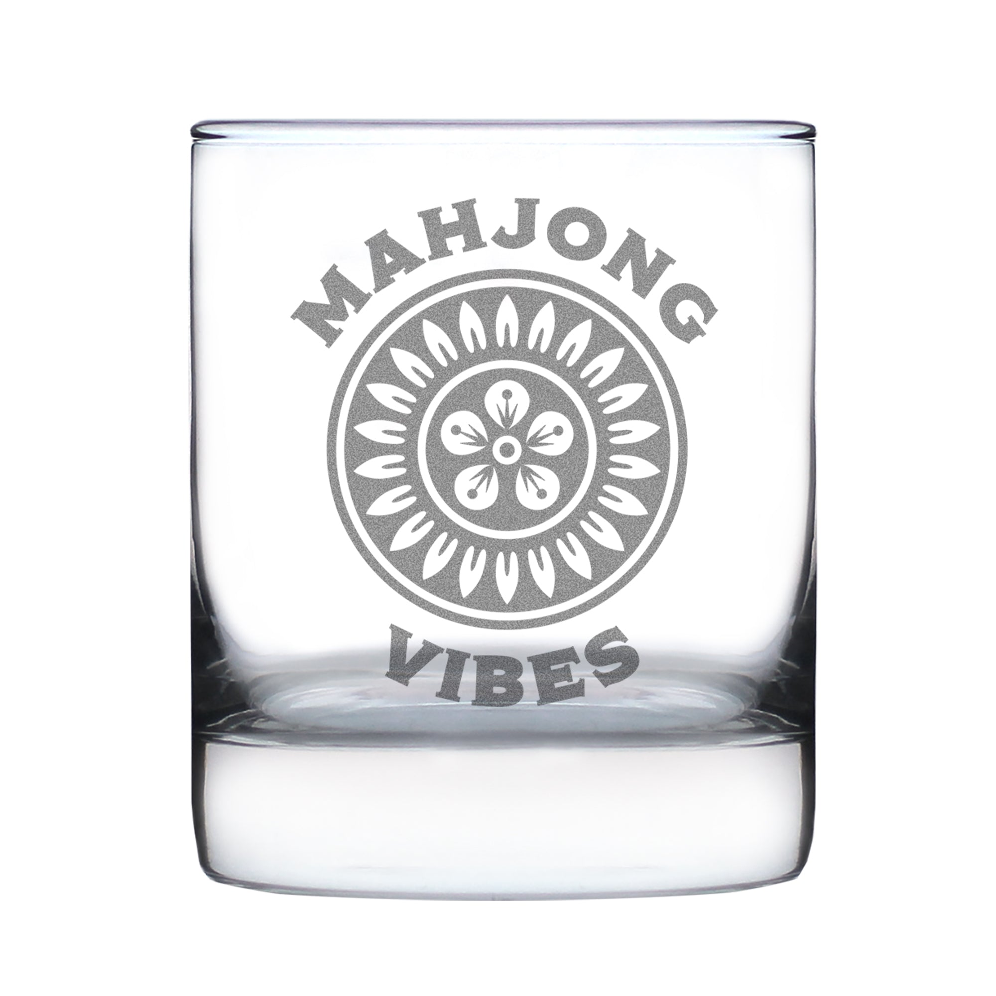 Mahjong Vibes - Engraved Rocks Glass - 10.25 oz
