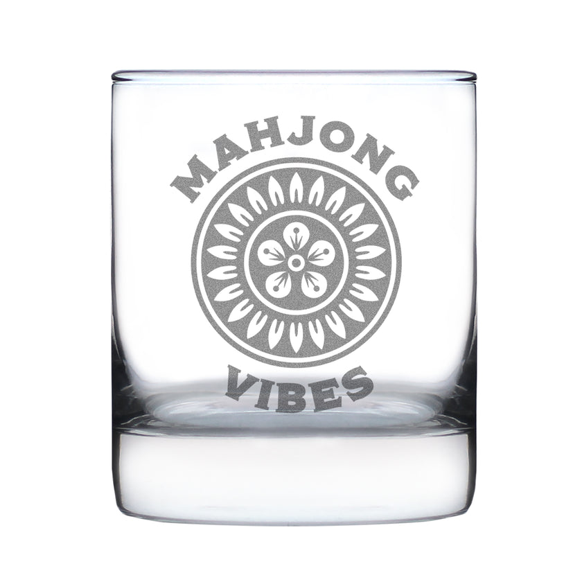 Mahjong Vibes - Engraved Rocks Glass - 10.25 oz