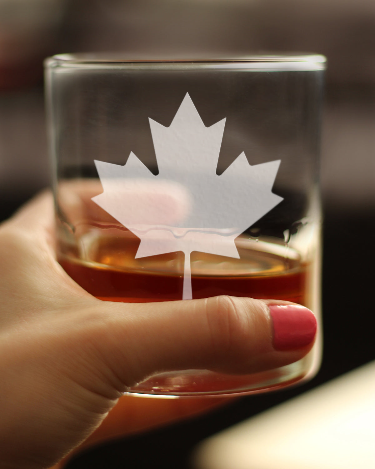 Canada Maple Leaf Rocks Glass - Canadian Flag Gifts and Decor for Women and Men - 10.25 Oz Glasses