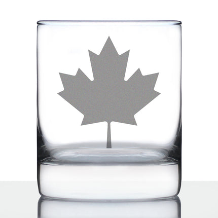 Canada Maple Leaf Rocks Glass - Canadian Flag Gifts and Decor for Women and Men - 10.25 Oz Glasses