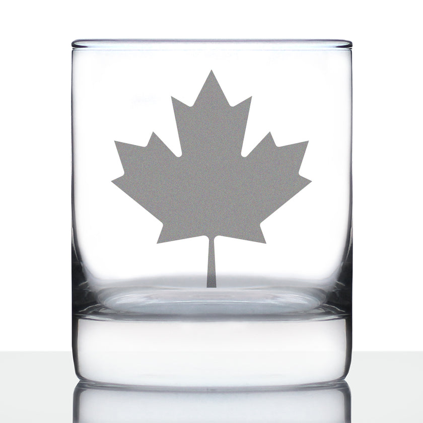 Canada Maple Leaf Rocks Glass - Canadian Flag Gifts and Decor for Women and Men - 10.25 Oz Glasses
