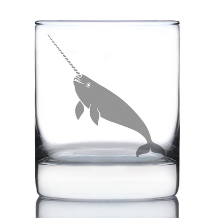 Narwhal Engraved Rocks Glass Narwhal Gifts for Women Weighted Whiskey Glasses - 10.25 oz