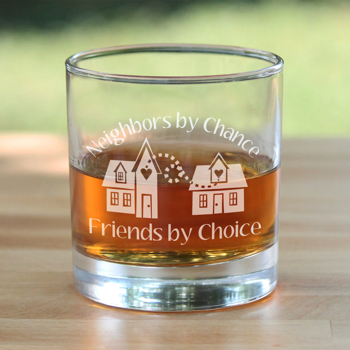 Neighbors by Chance Friends by Choice - Whiskey Rocks Glass Gift - Best Friend Neighbor Gifts - 10.25 oz Glasses