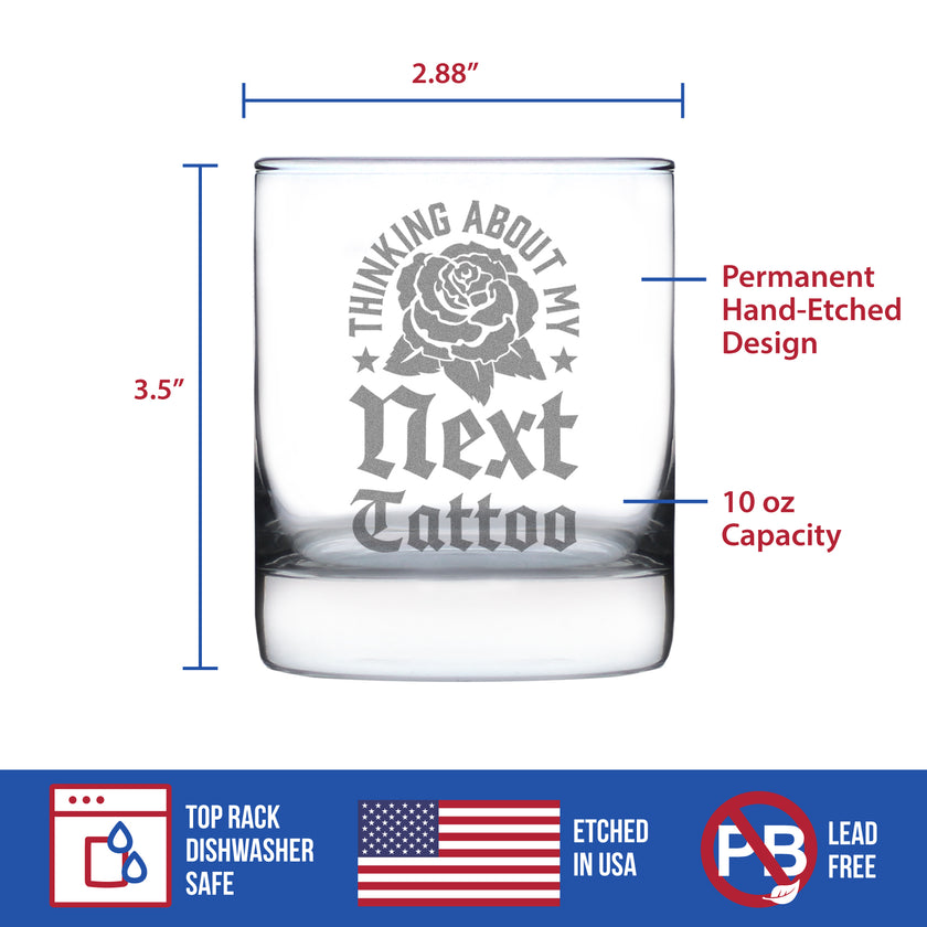 Next Tattoo Engraved Rocks Glass Gifts for Tattoo Artist Weighted Whiskey Glasses - 10.25 oz