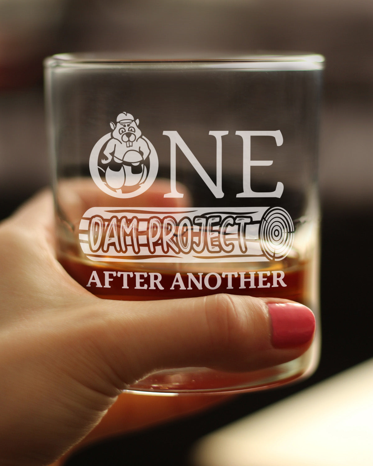 One Dam Project - Whiskey Rocks Glass - Funny Handyman Gifts for Construction Workers - 10.25 oz Glasses