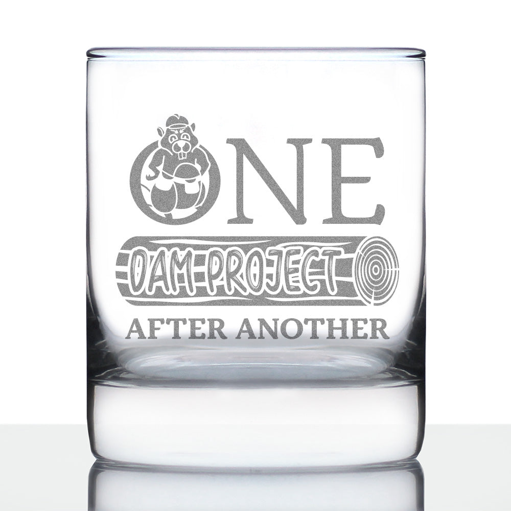 One Dam Project - Whiskey Rocks Glass - Funny Handyman Gifts for Construction Workers - 10.25 oz Glasses