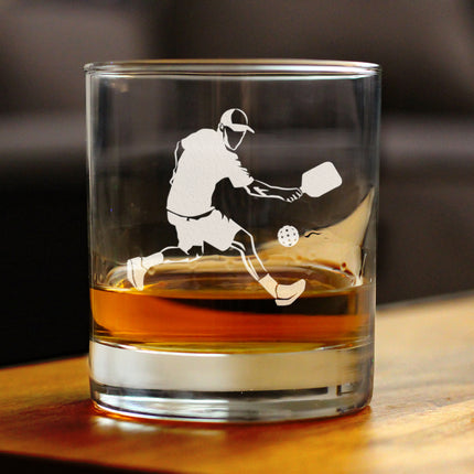 Pickleball Player Man Rocks Glass - Pickleball Gifts and Decor for Men - 10.25 Oz Glasses