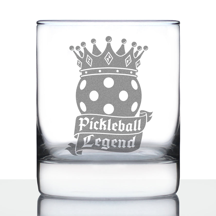Pickleball Legend Engraved Rocks Glass Gifts for Picklers Weighted Whiskey Glasses - 10.25 oz