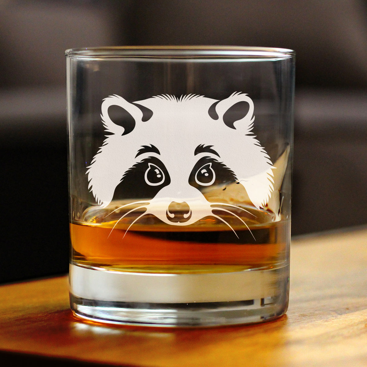 Raccoon Face - Whiskey Rocks Glass - Cute Raccoon Gifts for Animal Lovers - 10.25 oz Glasses