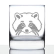 Raccoon Face - Whiskey Rocks Glass - Cute Raccoon Gifts for Animal Lovers - 10.25 oz Glasses