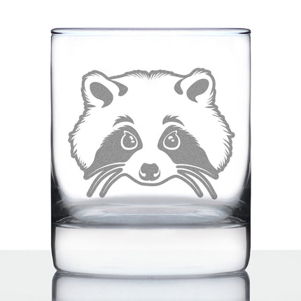 Raccoon Face - Whiskey Rocks Glass - Cute Raccoon Gifts for Animal Lovers - 10.25 oz Glasses