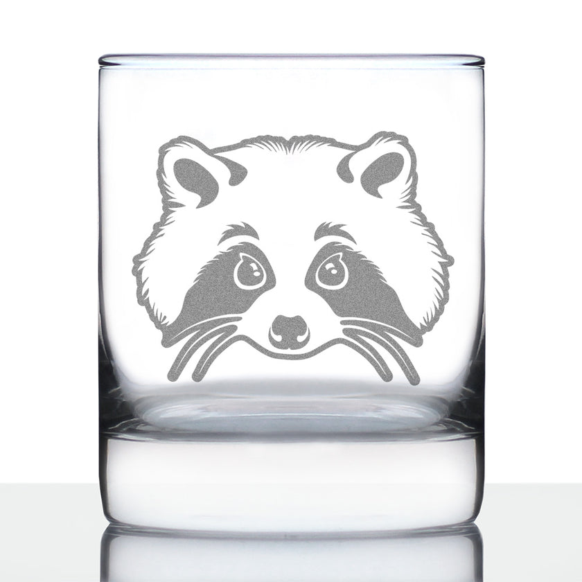 Raccoon Face - Whiskey Rocks Glass - Cute Raccoon Gifts for Animal Lovers - 10.25 oz Glasses