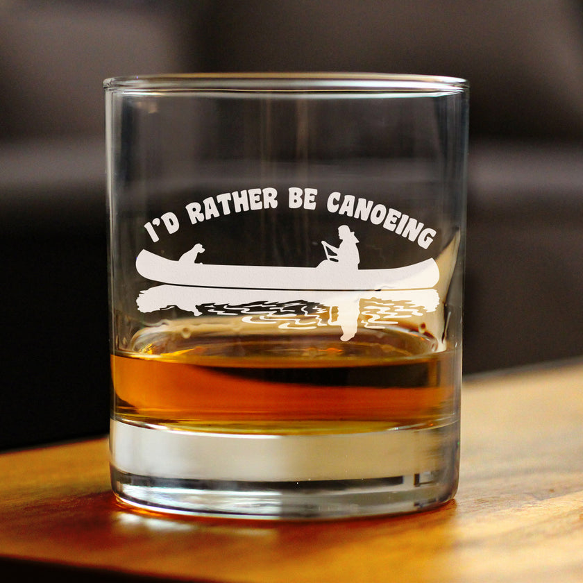 Rather Be Canoeing - Whiskey Rocks Glass - Rustic Canoe Decor for Cabin - 10.25 oz Glasses