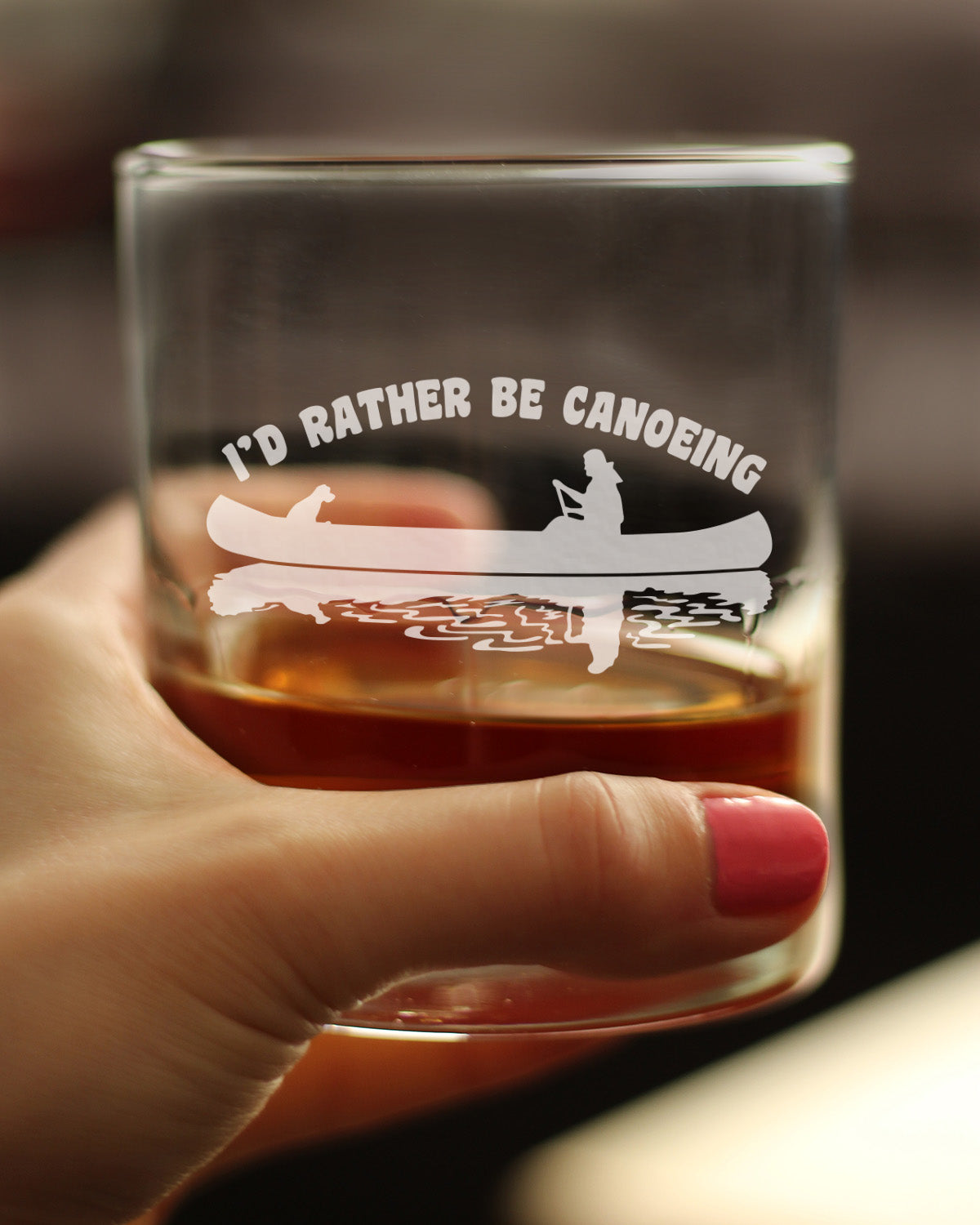 Rather Be Canoeing - Whiskey Rocks Glass - Rustic Canoe Decor for Cabin - 10.25 oz Glasses