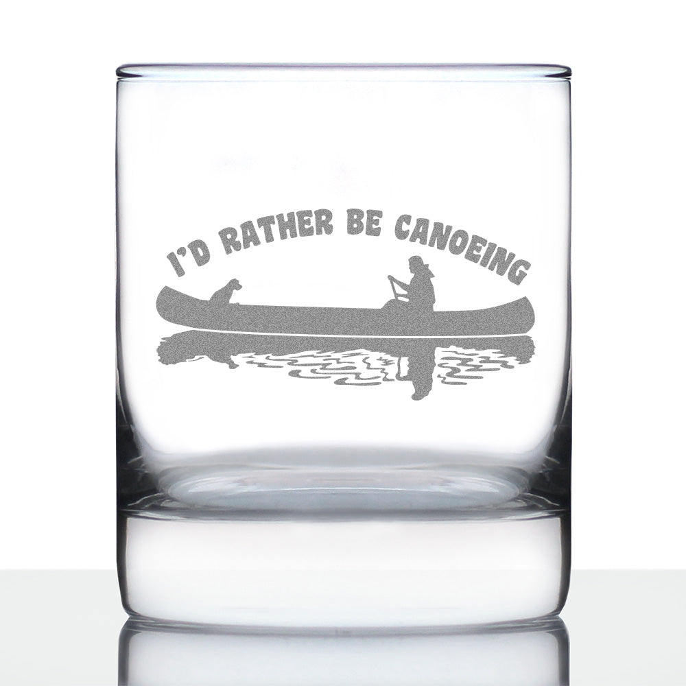 Rather Be Canoeing - Whiskey Rocks Glass - Rustic Canoe Decor for Cabin - 10.25 oz Glasses