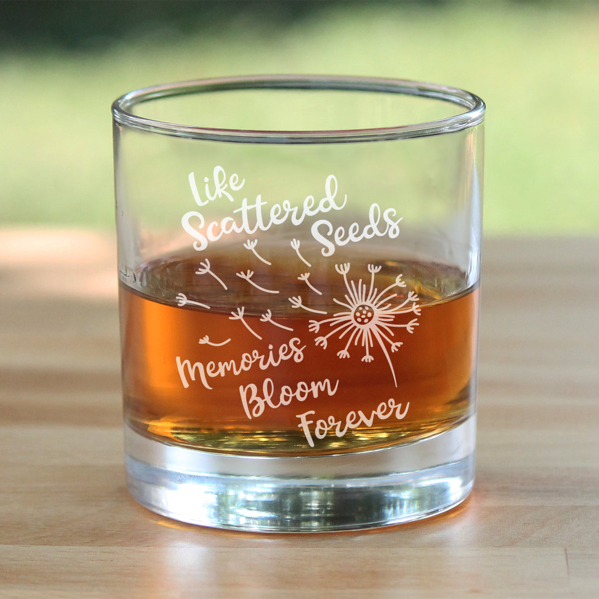 Memories Bloom Forever - Dandelion - Whiskey Rocks Glass Gift - Bereavement Memorial Gifts for Loss of Loved One - 10.25 oz Glasses